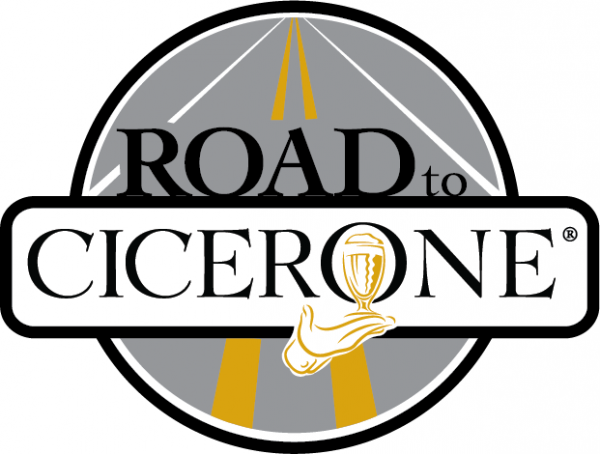 The Road to Cicerone logo. A circular logo with the words Road to Cicerone on top, with the Cicerone glass-in-hand graphic.